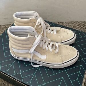Vans Sk8-Hi Beige White Suede High-Top Sneakers